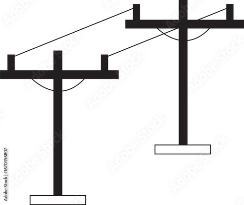 Power Distribution on Poles at Low Voltage Level | Electrical Utility Illustration

