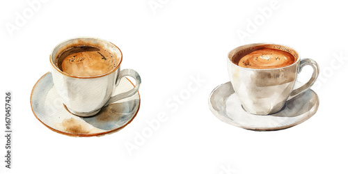 flat white coffee watercolor vector illustration