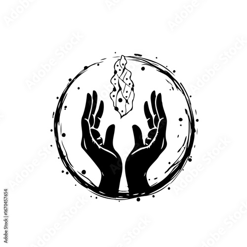 Mystical hands holding crystal energy a spellbound design for spiritual enlightenment and inner