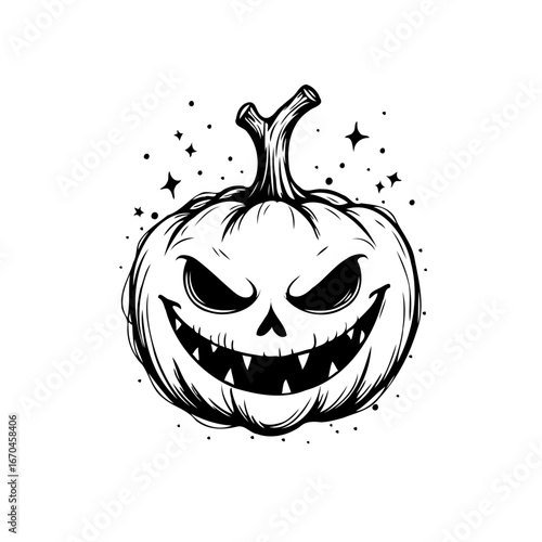 Spooky jack-o'-lantern grin sinister glowing eyes dark holiday festive season frightful grinning