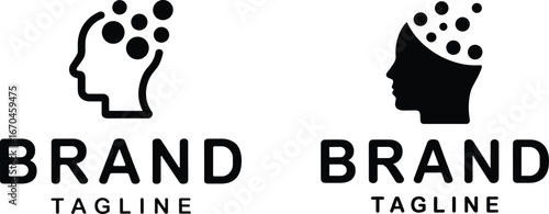 Creative brain logo branding identity design black and white