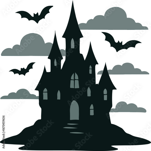 castle in the night halloween vector