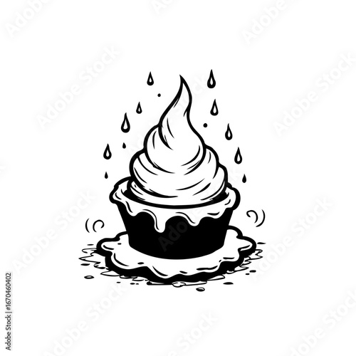 Whimsical cupcake delight with dripping accents a playful confectionary illustration evokes