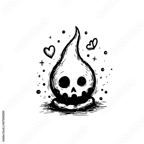 Whimsical halloween specter radiating love and playfulness on clean backdrop creating quirky and