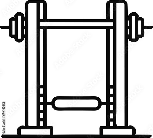 Minimalist Line Icon of Smith Machine for Strength Training and Gym Workouts