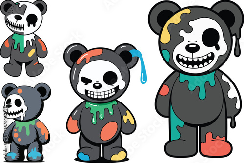 Panda Bears Spooky Colorful and Designs