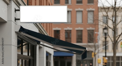 Storefront Awning Sign Mockup – White Display