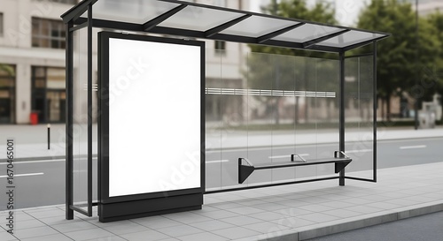 Transit Bus Stop Billboard Mockup – Blank Poster