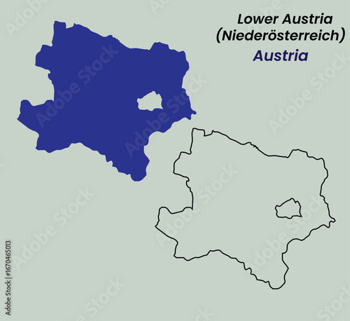 Map of Austria, Map of Austria states, Map of  Lower Austria, Lower Austria (Nieder­österreich)
