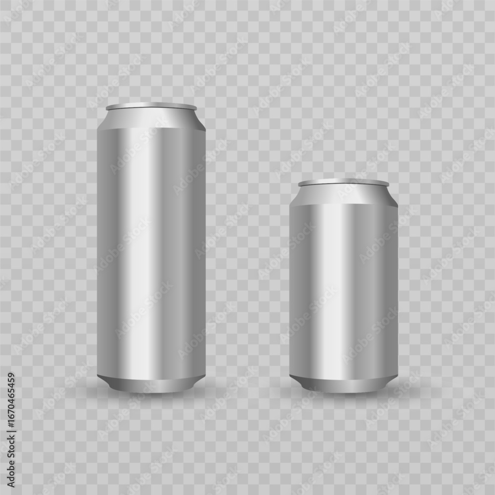 Blank aluminium beer, energy drink or soda pack mock up. Realistic blank cans isolated on white background Blank aluminium beer, energy drink or soda pack mock up. Realistic blank cans isolated on white background