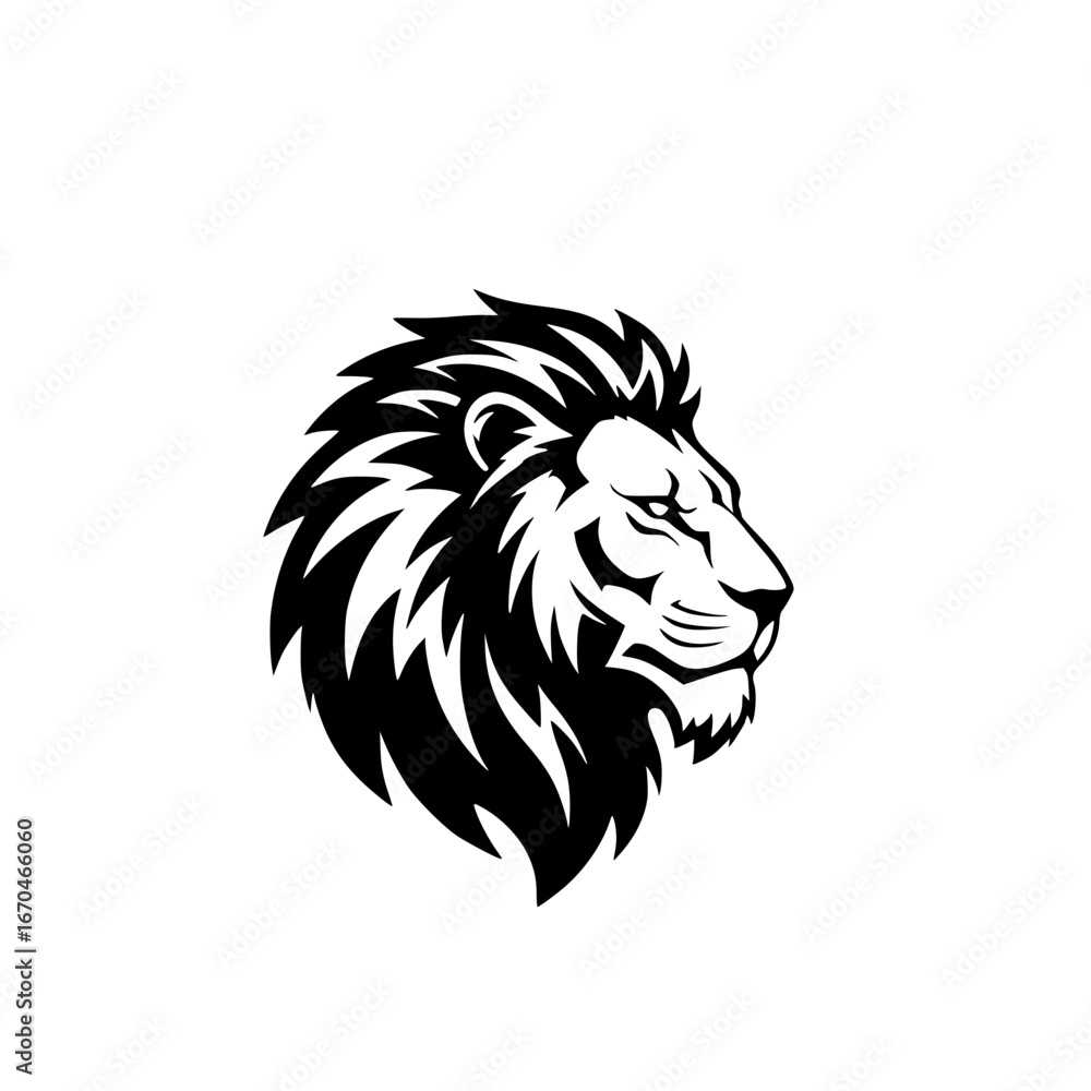 Fototapeta premium Lion head silhouette, vector and illustration