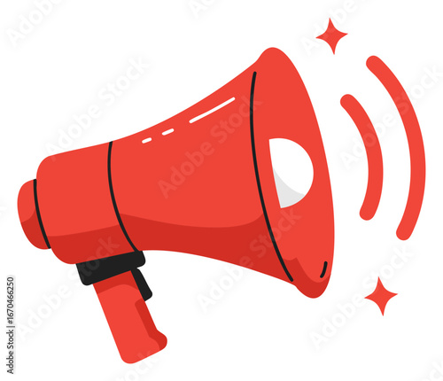 Red Megaphone Announcement Loudspeaker Communication Vector Icon
