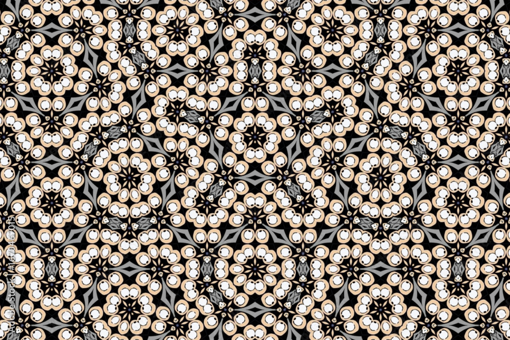 Fototapeta premium Seamless Perspective Template Background Art Luxury Tile Texture Cloth Fabric Geometric Graphic Digital Symmetric Endless Design Wallpaper Fashion Interior Visual Textile Decoration Shape Pattern.