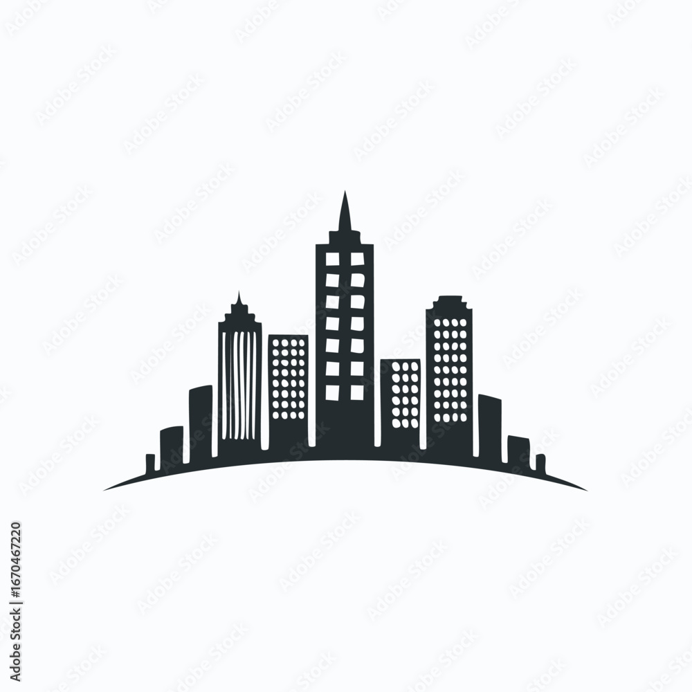Fototapeta premium Dark silhouette of city skyline with varied building heights buildings architecture