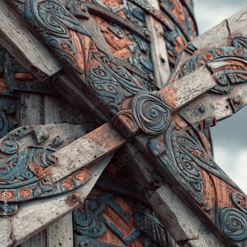 Intricate Maori Carvings - Detailed Woodwork with Cultural Significance and Artistic Craftsmanship.