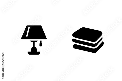 Icons a table lamp stacked books light