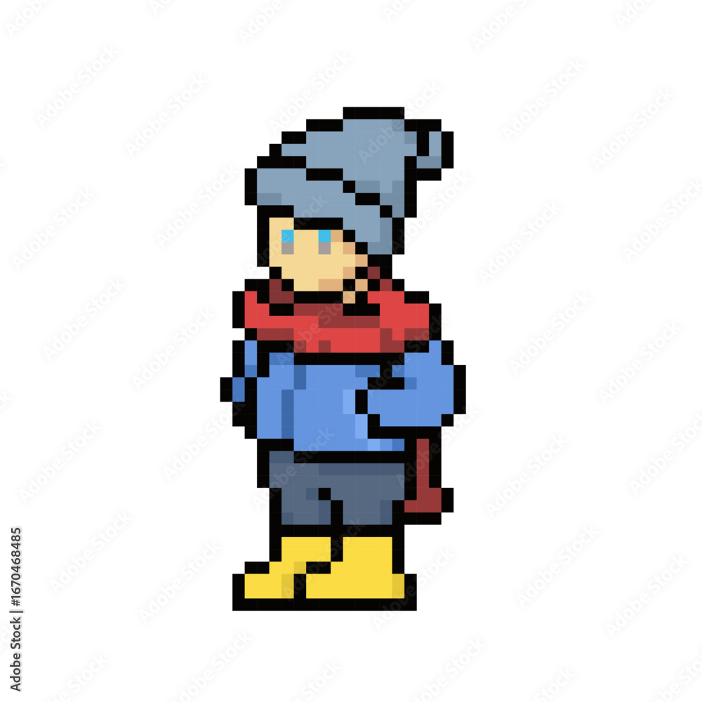 Obraz premium WINTER SNOW SUIT PIXEL ART