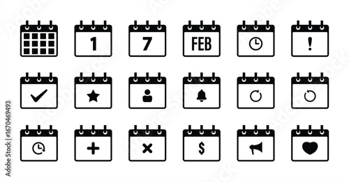 Set of Calendar Icon. Representing Various Events and Notification Themes
