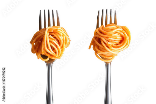 Two forks with spaghetti isolated on transparent background