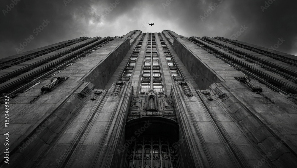 Fototapeta premium Monochrome skyscraper facade