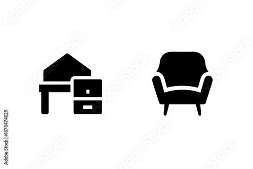 Icons desk with drawers armchair table furniture