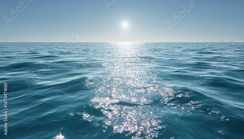 Calm ocean, bright sun