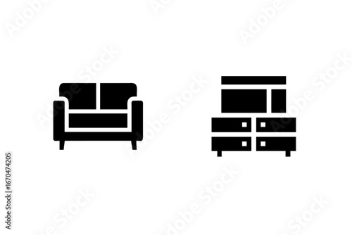 Silhouette icons a sofa a dresser a couch furniture