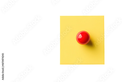 Free Download Single red ball on a yellow sticky note, isolated on transparent background - GFXLoad