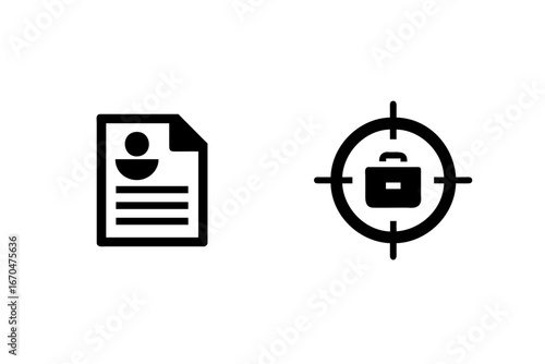 Resume icon briefcase in crosshairs icon document profile