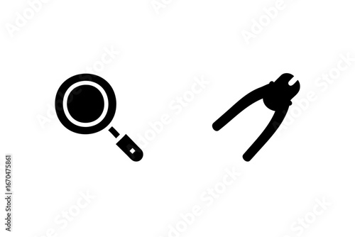 Icons a frying pan wire cutters skillet cooking