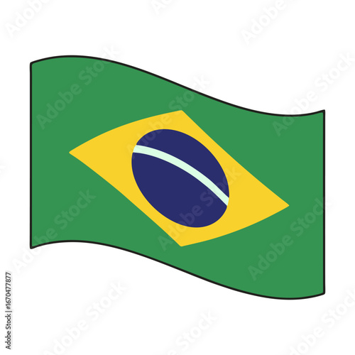 vector brazil flag button isolated