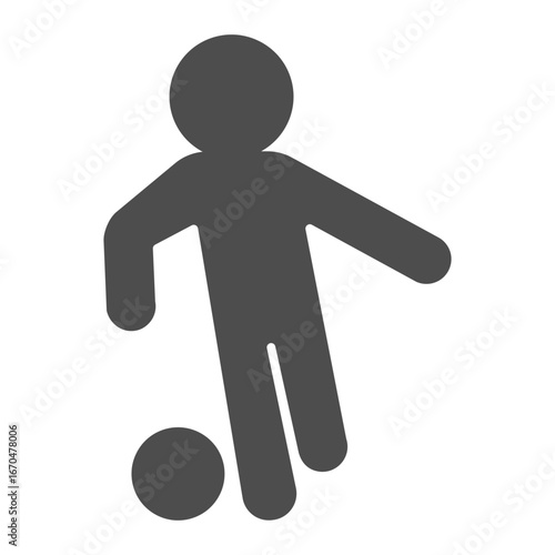 Football player solid icon, football sport concept. Vector graphics. Sportsman with ball, soccer sign on white background, glyph style icon for mobile or web design.