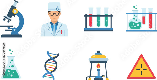 Discover groundbreaking science and medical innovation with these essential lab icons