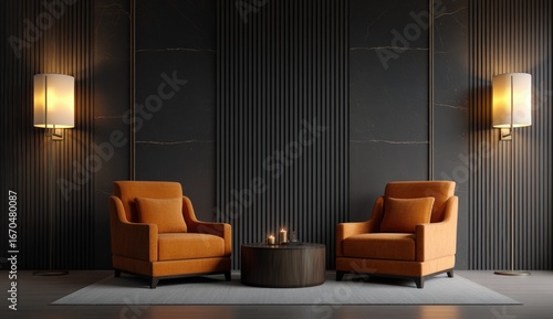 Wallpaper Mural Dark, elegant living room interior Torontodigital.ca