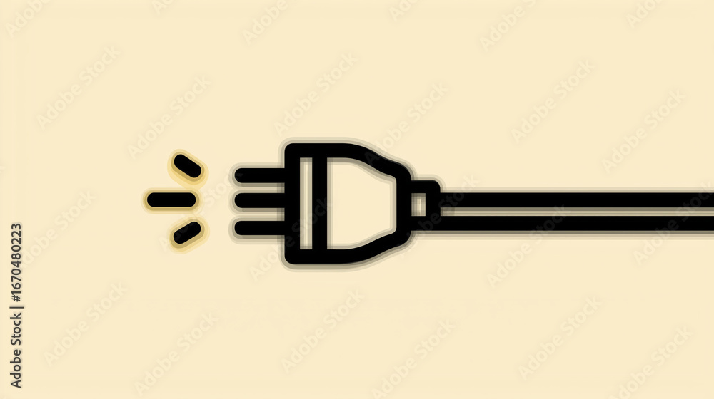 Digital Connection Icon: A minimalistic depiction of a power plug with glowing sparks suggesting energy or connectivity. perfect for illustrating electrical concepts or technological innovations. Digital Connection Icon: A minimalistic depiction of a power plug with glowing sparks suggesting energy or connectivity. perfect for illustrating electrical concepts or technological innovations.