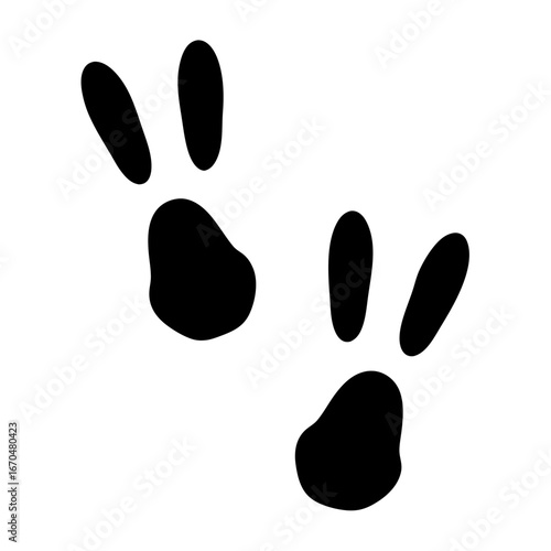 Animal Tracks Silhouette on White Background, Ideal for Wildlife Illustration and Design