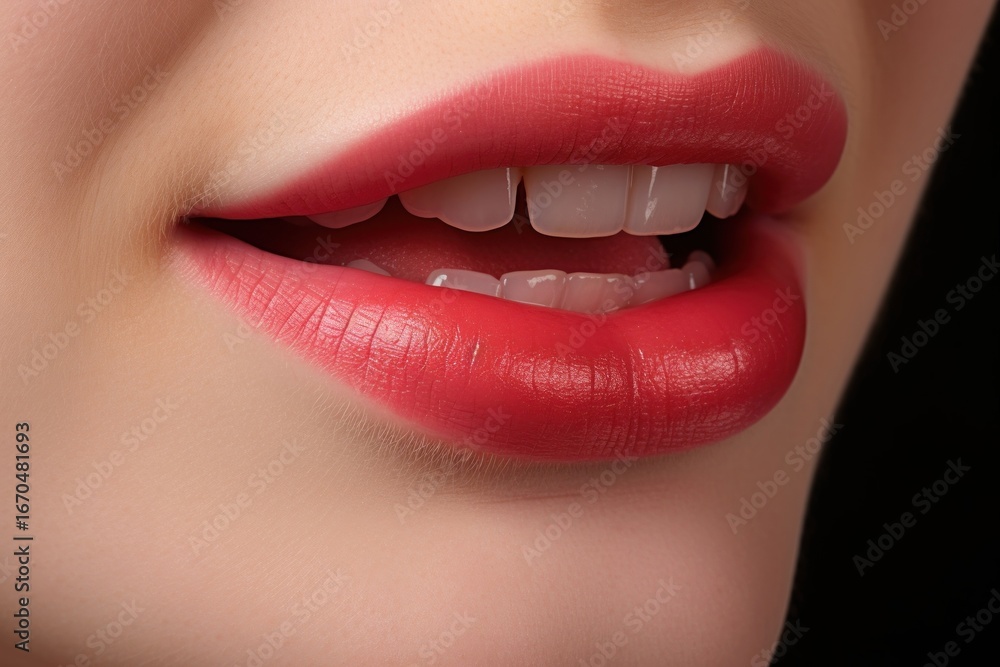 Obraz premium Mouth of model teeth perfection cosmetics.