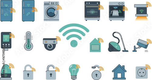 Smart home devices connected via wireless technology for modern living