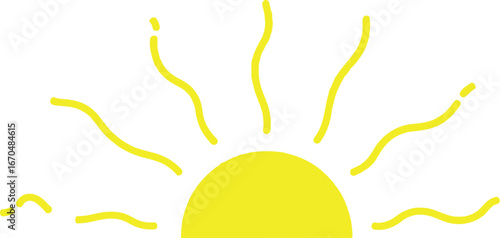 Minimalist sunrise illustration with warm gradient colors and stylized sun rays