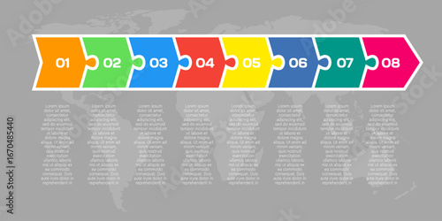 Eight piece line infographic jigsaw puzzle process