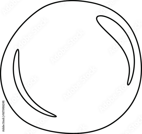 Simple line drawing of a bubble with internal reflections on a white background