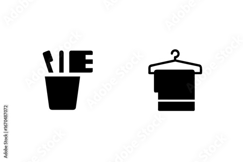 Icons toothbrush holder towel hanger toothpaste