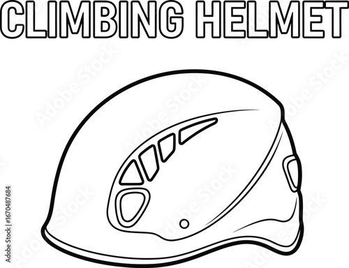 Illustration of a climbing helmet equipment for safety during rock climbing