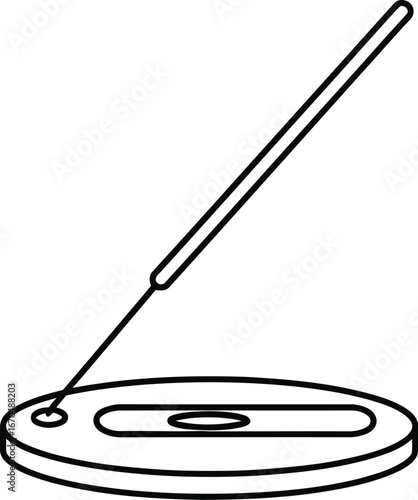 Minimalist line art of incense stick in holder on white background illustration