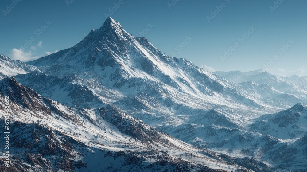 Fototapeta premium Majestic snow-capped mountain range panorama