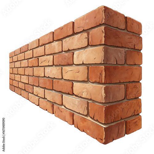 Isometric Brick Wall Illustration with Strong Perspective on Black Background Perfect for Texture and Design Assets