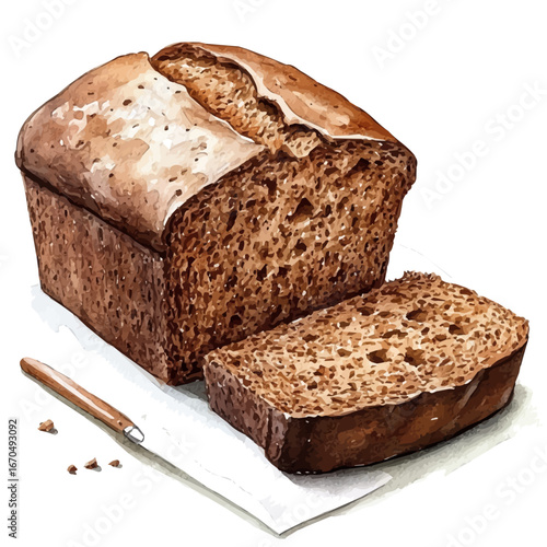watercolor of Sliced Pumpkin Bread, vector, isolated on a white background.