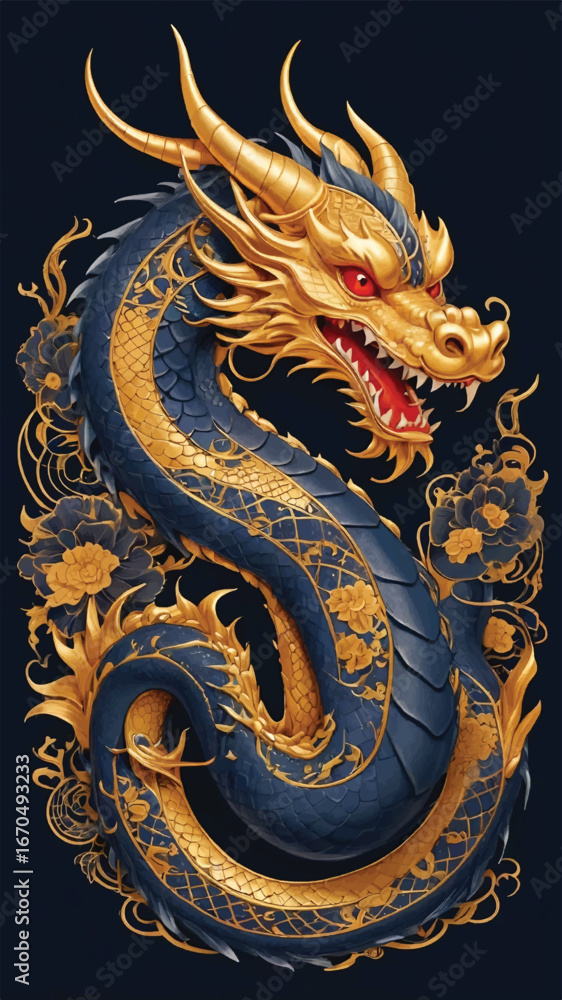 Fototapeta premium Chinese Style Dragon Vector Design 