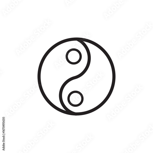 Yin yang icons. thin line symbols in strokes