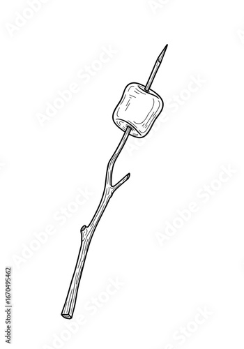 Sweeten your designs with this simple marshmallow on a stick illustration for summer projects and camping fun